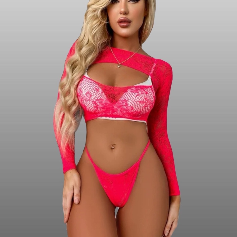 Pink Long Sleeve Bodystocking